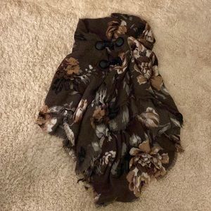Brown Flowing Poncho with Flowers